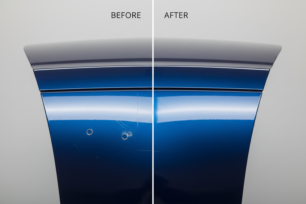 Avant et après utilisation du kit complet de carrosserie et peinture